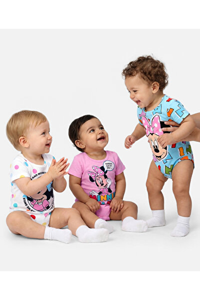 Babyhug Disney Interlock Knit Half Sleeves Onesies with Minnie Mouse Graphics...
