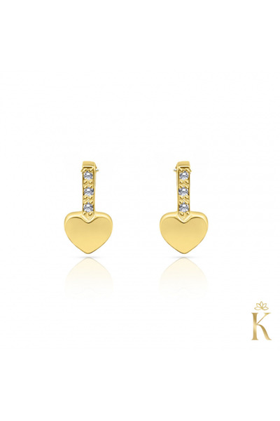 KALINI Προστατευτικά Σκουλαρίκια, Κίτρινος Χρυσός 14Κ, Καρδιές 5x9 χιλ. με 3 ...