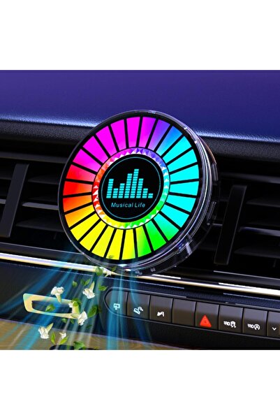 Coverzone RGB Sese Duyarlı Müzik Işığı Araç Kokusu LED Ambiyans USB Şarjlı Ri...