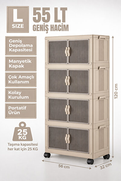 Mim Life Çok Amaçlı Dolap Organizer 4 Katlı Tekerlekli Saklama Dolabı Mutfak ...