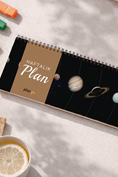 Plango Tarihsiz Spiralli Haftalık Masaüstü Planlayıcı - GÜNEŞ SİSTEMİ - 10x30 cm