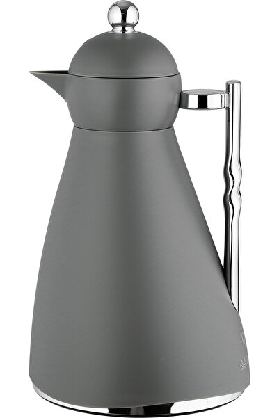 Glory Thermos, 1 Liter, Internal Glass, Pressure, Silver Handle - Dark Gray