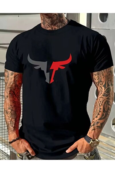 LELVANİ Μπλουζάκι Unisex με στάμπα Black Bull και λαιμόκοψη ποδηλάτου