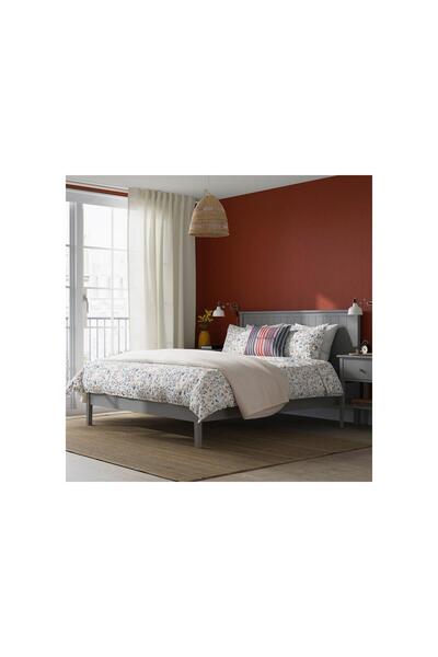 IKEA çift kişilik karyola, beyaz, 160x200 cm, çekmecesiz Nevresim seti ve yat...