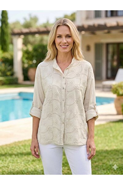 Punta Otantik NC82162 Cămașă italiană cu detaliu la spate cu șireturi, 100% b...