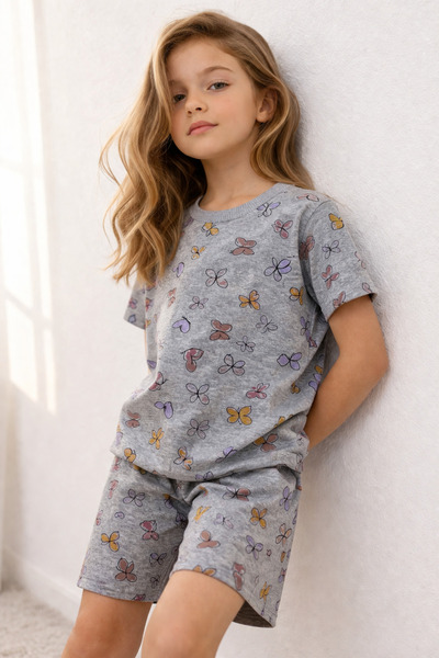 Beka Kids Κοριτσίστικο σετ πιτζάμες με κοντό μανίκι και σορτς, με άνετο σχέδι...