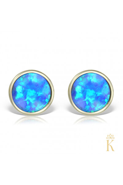 KALINI Προστατευτικά Σκουλαρίκια, Κίτρινος Χρυσός 14Κ, Μεγάλα Στρογγυλά με Μπ...