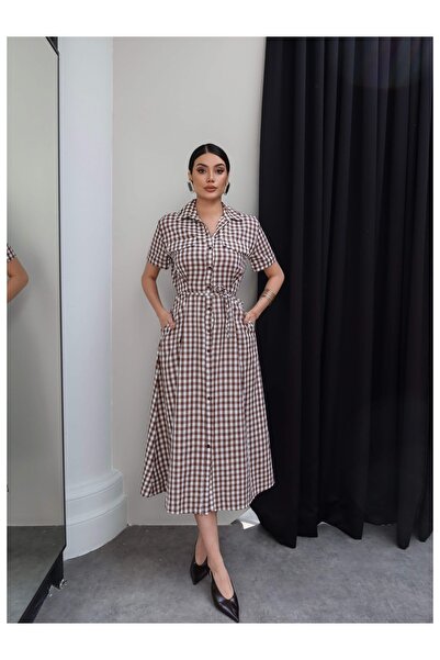 ESRAHELVACI Φόρεμα πουκάμισο με ζώνη και σχέδιο Pötikare