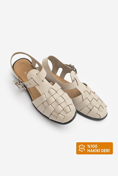 Marjin Γυναικεία πέδιλα από γνήσιο δέρμα με λουράκι στον αστράγαλο, κλειστή μ...