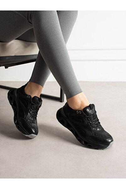ALEMDAR AYAKKABI Χοντροκομμένα Μαύρα Γυναικεία Αθλητικά Παπούτσια