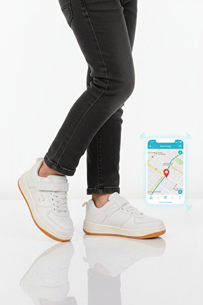 WALKWAY Λευκά παιδικά αθλητικά παπούτσια Unisex με λειτουργία παρακολούθησης ...