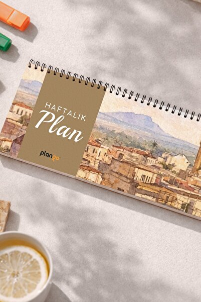 Plango Tarihsiz Spiralli Haftalık Masaüstü Planlayıcı - MARDİN - 10x30 cm