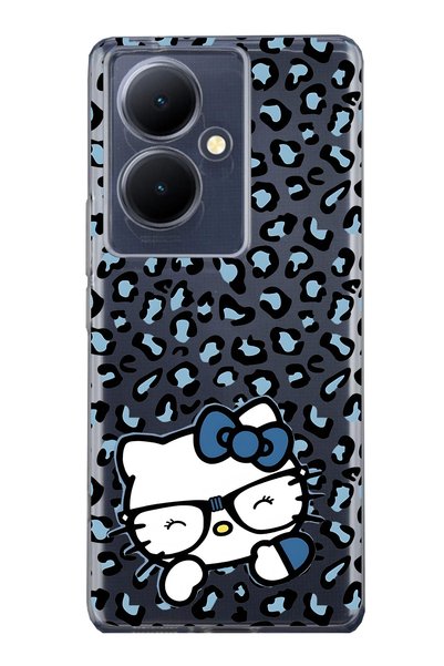 FLAMENKO Vivo V29 Lite 5g Compatible Kitty Patterned Transparent Phone Case