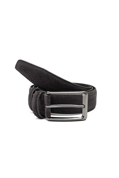 TORO NERO Men's Gray Leather Belt Simple Line