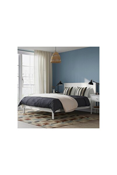 IKEA çift kişilik karyola, beyaz, 160x200 cm, çekmecesiz Nevresim seti ve yat...