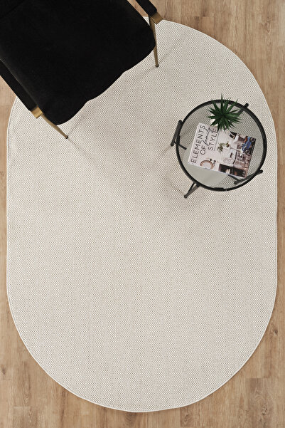 Soft Curled Ecru White Oval Carpet Living Room Living Room Kitchen Entrance Balcony Children's Room Rug K145a