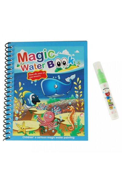 Ikonka Carte de colorat cu apa pentru copii Marine Animals, dimensiune 19 x 1...