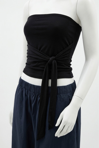 World Fashion Trends Lace Bow Bandeau Crop Top