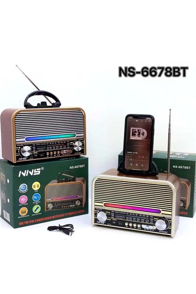 Premio NS-6678 Retro, Nostaljik, Ahşap LED Işıklı Müzik Seti Fm Radyo USB Mp3...
