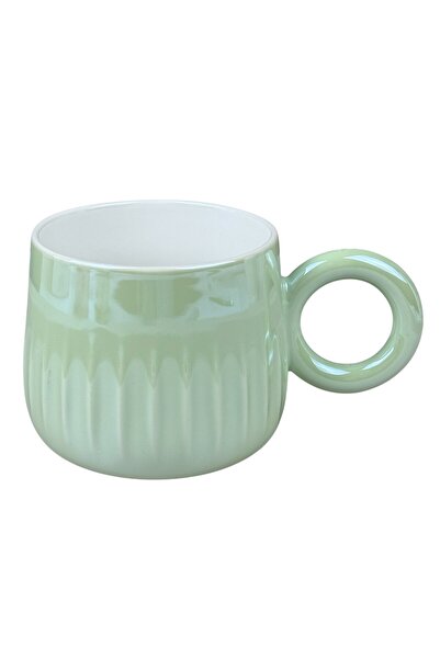OEM Κεραμική κούπα  "Ring Pastel " σε πράσινο χρώμα, με στρογγυλή λαβή, 400 ml