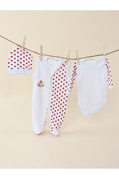 MiniKids Βρεφικό κορμάκι πουά, ολόσωμη φόρμα, σετ κόκκινη κορδέλα μαλλιών πουά