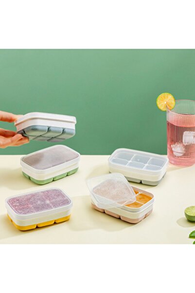 Genel Markalar Lüks 3 LÜ Yapışmaz Kapaklı Mini Buzluk 6 Bölmeli Ice Box 11,3x...