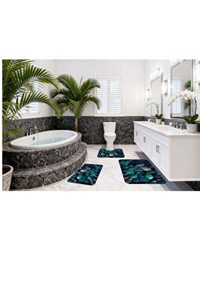 OEM Bath Mats, 3 Pieces, Non-Slip Stone Pattern