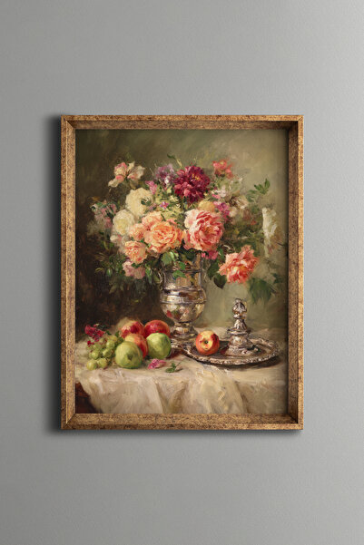 epiqart Classic Floral and Fruit Composition – Vintage Patterned Frame – Slim...