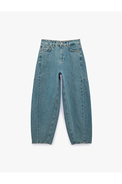 Koton Βαμβακερό άνετο τζιν παντελόνι μπαλόνι με τσέπες με κουμπιά - Τζιν Μπαλόνι