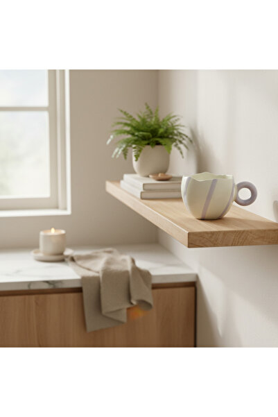 Trim Cană Ceramică Albă Dungă Liliac 360 ml