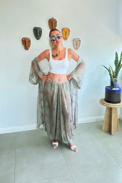 toi butik Tül Şalvar Pantolon Kimono Takım