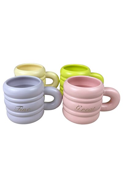 OEM Σετ κεραμικών κούπων παστέλ με τρισδιάστατη χάραξη κειμένου, 430 ml