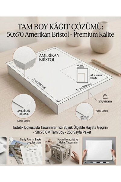 Orbak Kağıtçılık Amerikan Bristol Karton 50X70 Cm 210 gr - 10 Adet
