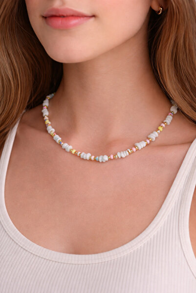 MakeWell Renkli Boncuklu Yazlık Kolye – Minimal Choker Kadın Kolye (Pastel Ta...