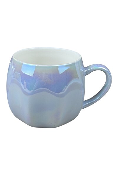 OEM Μπλε κεραμική κούπα με  "μαργαριταρένια λάμψη " και εφέ ίριδας, 430 ml
