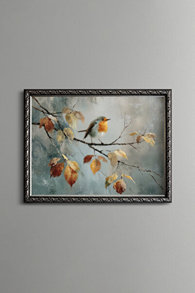 epiqart Bird and Branch Composition - Vintage Patterned Frame - Slim Model