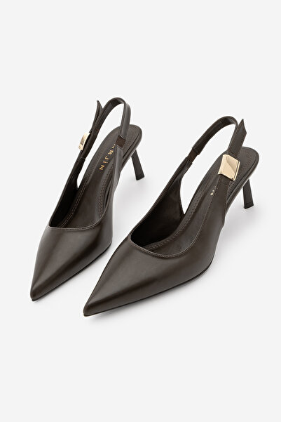 Marjin Women's Stiletto Pointed Toe Open Back Buckle Elastic Short Classic He...