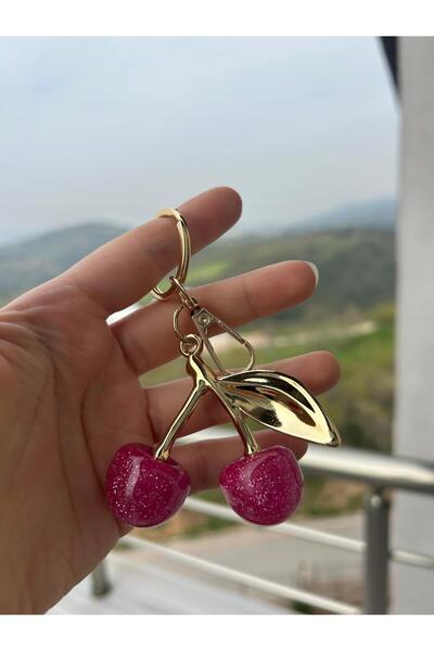 sumicorn Breloc și accesoriu pentru geantă cu detalii aurii, roz cireșiu cu s...