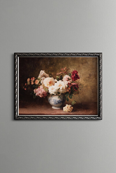 epiqart Flowers in a Vase - Vintage Patterned Frame - Slim Model