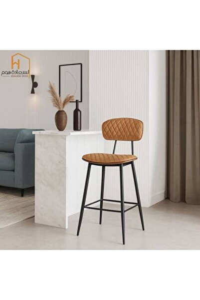 Al Saadah Home كرسي بار من الجلد البني