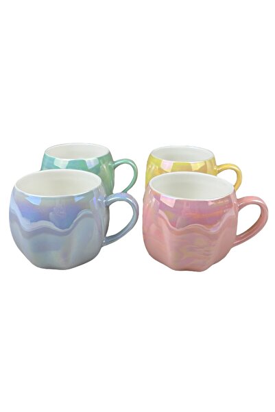 OEM Σετ 4 κεραμικών κούπες  "Pearl Shine " με ιριδίζον εφέ και στρογγυλεμένο ...