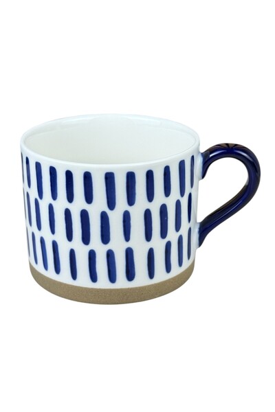 OEM Κεραμική κούπα  "Blue Nordic " με μπλε κάθετες ρίγες, 380 ml