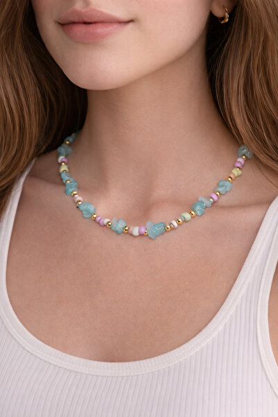 MakeWell Colorful Beaded Summer Necklace – Minimal Choker Women's Necklace (P...