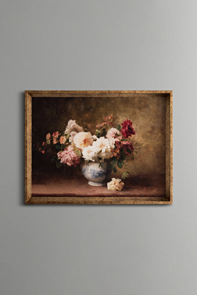 epiqart Flowers in a Vase - Vintage Patterned Frame - Slim Model