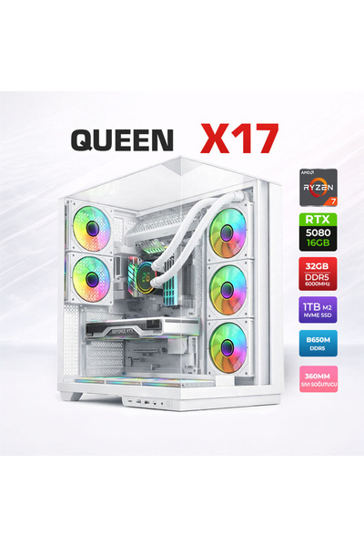 XASER Queen X17 Ryzen 7 9800X3D 32GB DDR5 Ram 1TB M.2 NVMe SSD 16GB RTX5080 S...