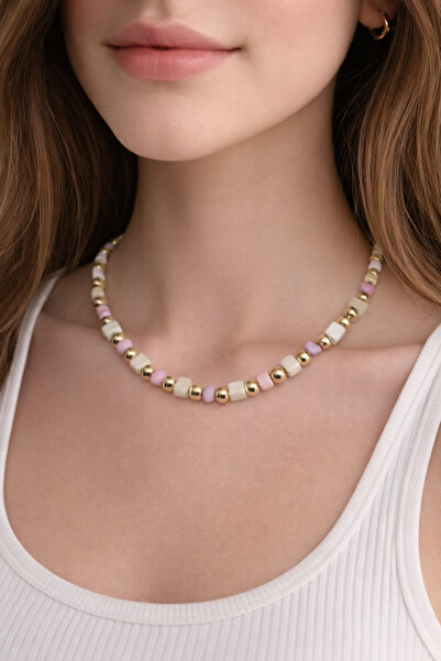 MakeWell Renkli Boncuklu Yazlık Kolye – Minimal Choker Kadın Kolye (Pastel Ta...