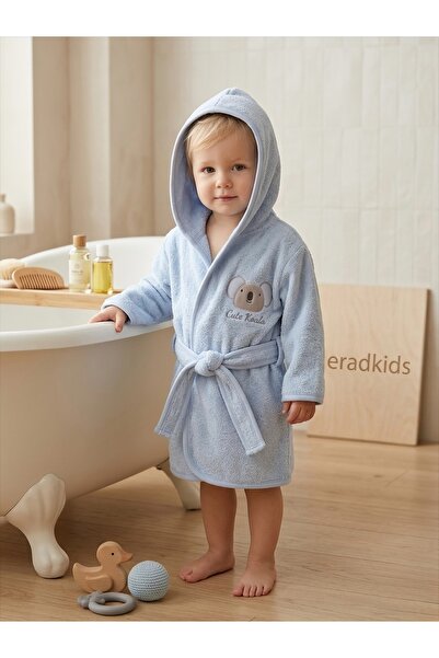 eradkids 100% Organic Cotton Children's Hooded Bathrobe with Koala Detail – P...