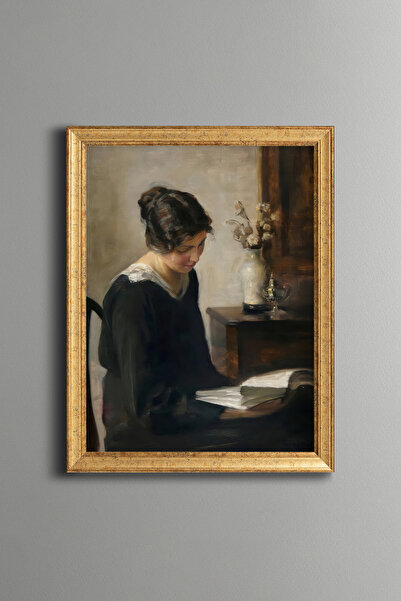 epiqart امرأة تقرأ كتابًا - إطار بنمط عتيق - موديل نحيف