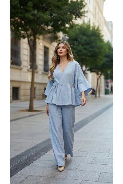 newmisal ΓΥΝΑΙΚΕΙΟ ΣΕΤ ΠΑΝΤΕΛΟΝΙ ΚΙΜΟΝΟ ΑΠΟ ΛΙΝΟ ΥΦΑΣΜΑ ΜΕ ΔΙΑΚΟΣΜΗΤΙΚΑ ΒΟΛΑΝ...