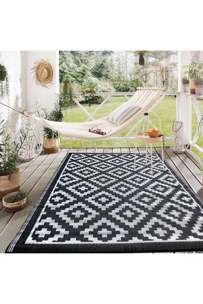 ZanaCasei Ασπρόμαυρο Χαλί Εξωτερικού Χώρου Διπλής Όψης 180x120εκ.